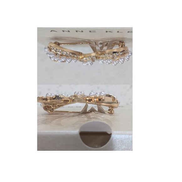 Anne Klein Gold-Tone Pearl Bow Brooch | New in Box - Picture 4 of 7